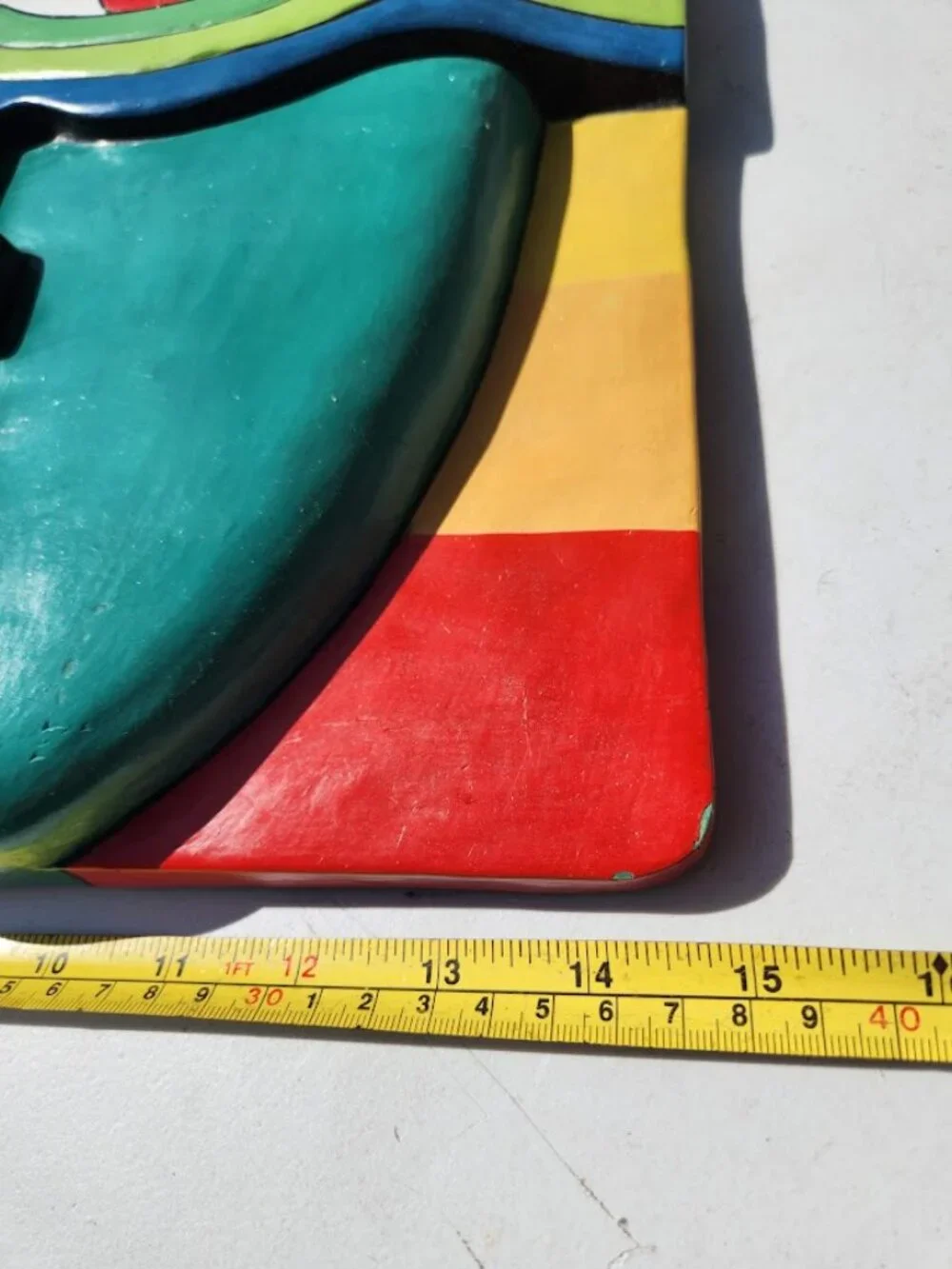 Vintage 1980s Retro Pop Art Wooden Folk Art Mask Wall Hanging Laurel Burch Style